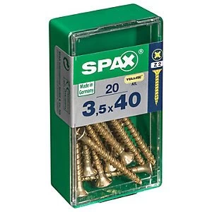 Image of Spax Pz Countersunk Zinc Yellow Screws - 3.5 X 40mm Pack Of 20