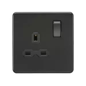 Image of Screwless 13A 1G DP switched socket - Matt Black with Black insert - Knightsbridge