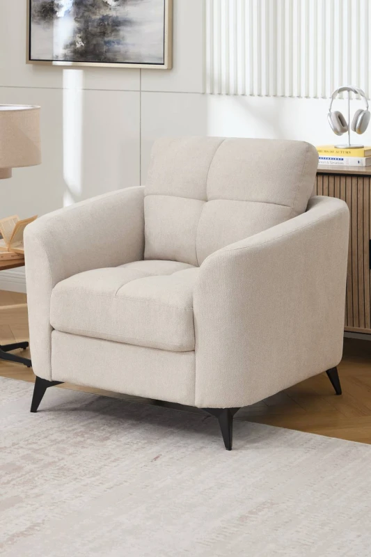 Image of More4Homes Solna Modern Scandi Style Fabric Living Room Chair (Beige)