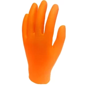 Image of Disposable Gloves, Orange, Nitrile, Textured, Size 10, Pk-100