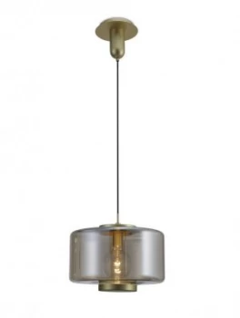Image of Ceiling Pendant 40cm Round, 1 x E27 (Max 40W), Matt Gold , Cognac Glass