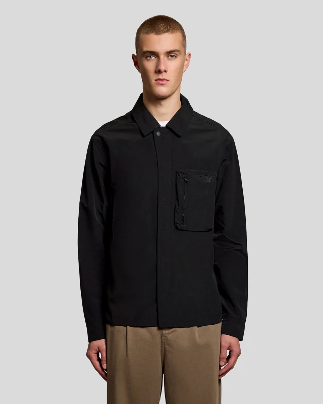 Image of Lyle & Scott Light overshirt Lyle & Scott Ripstop Noir Male M