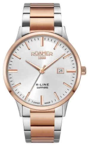 Image of Roamer R-Line Classic Silver Dial Rose Gold Bi-Colour Watch