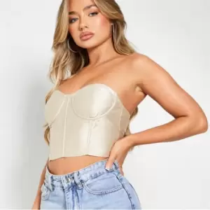 Image of I Saw It First Satin Boning Detail Bandeau Corset - Brown