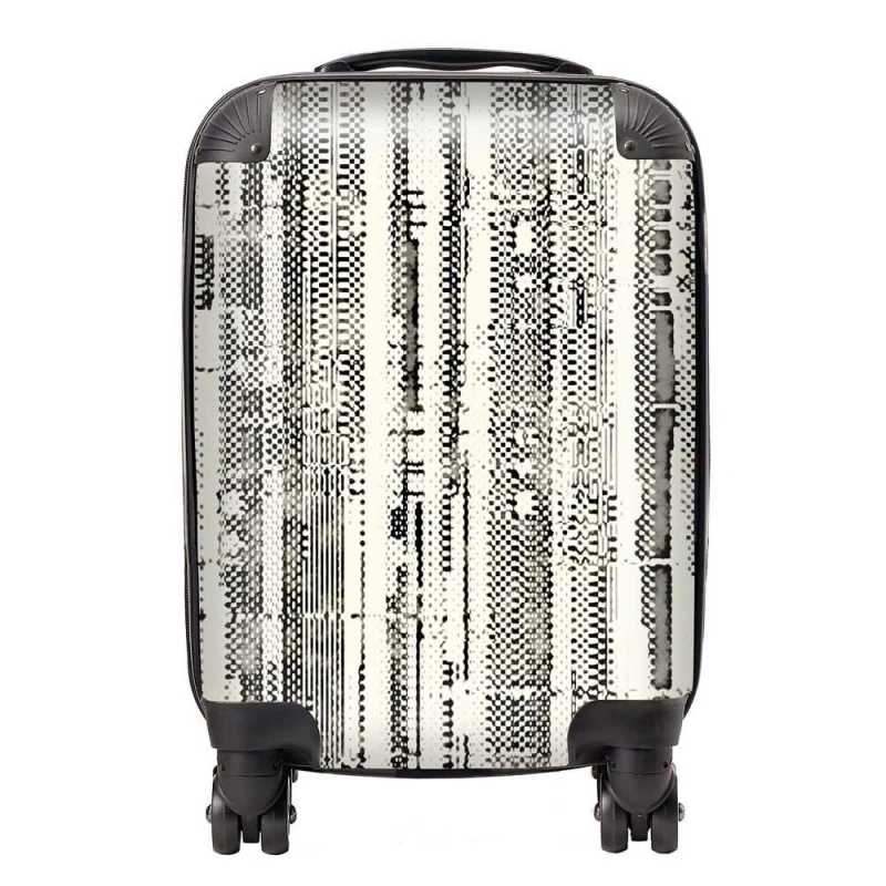 Image of Warren Reed - Designer Washed Out Canvas Pattern Suitcase in Grey Size: Cabin Grey Unisex Cabin
