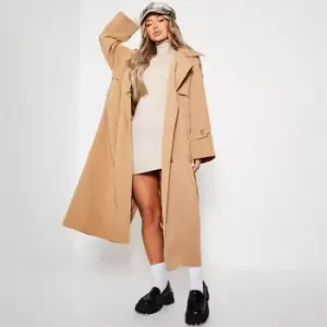 Image of I Saw It First Premium Longline Trench Coat With Detachable Hood - Brown