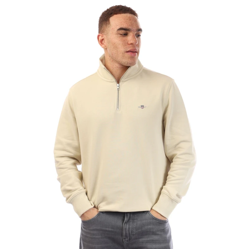 Image of Gant Shield Half-Zip Sweatshirt Beige male 2XL