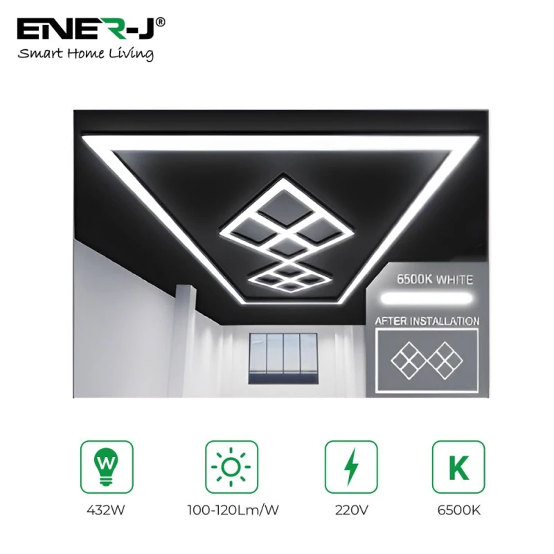 Image of ENER-J 432W Designer Ceiling Lights with Frame 8 Diamonds & border in White White Unisex