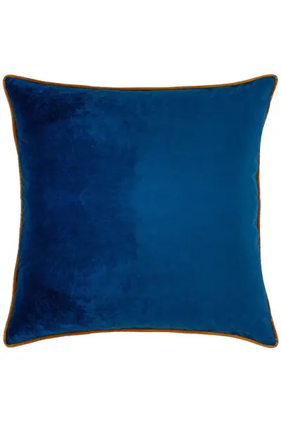 Image of Meridian Velvet Cushion Navy/Ginger, Navy/Ginger / 55 x 55cm / Polyester Filled