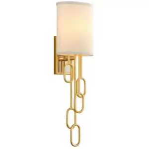 Image of Halo 1 Light Wall Sconce Gold Leaf, Fabric