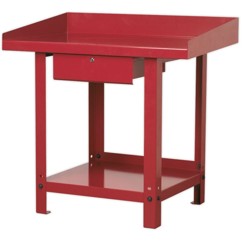 Image of Loops 1m x 0.65m Steel Workbench & Lockable Draw - Bottom Shelf Storage - Work Station Metallics