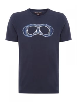 Image of Mens Michael Kors Aviator Glasses T Shirt Blue