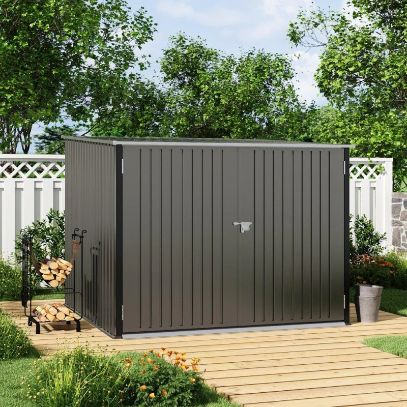 Image of Breeins Lockable Bike Storage Shed with Bike Racks Grey Grey unisex One size