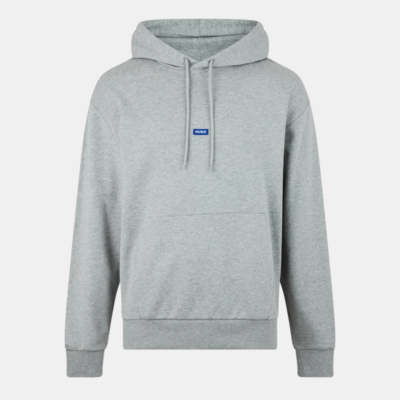 Image of Hugo Logo Label Hoodie Grey Marl 029 male Small