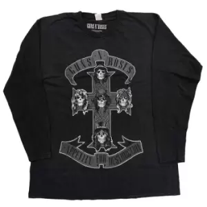 Image of Guns N' Roses - Monochrome Cross Unisex XXXXX-Large Long Sleeved T-Shirt - Black