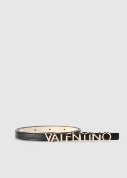 Image of Valentino Bags Womens Belty Metal Logo Belt In Nero