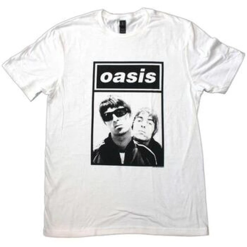 Image of Oasis Oasis Men Noel & Liam Boxed Photograph T-Shirt in White Size: Small White S Male 5063574421348