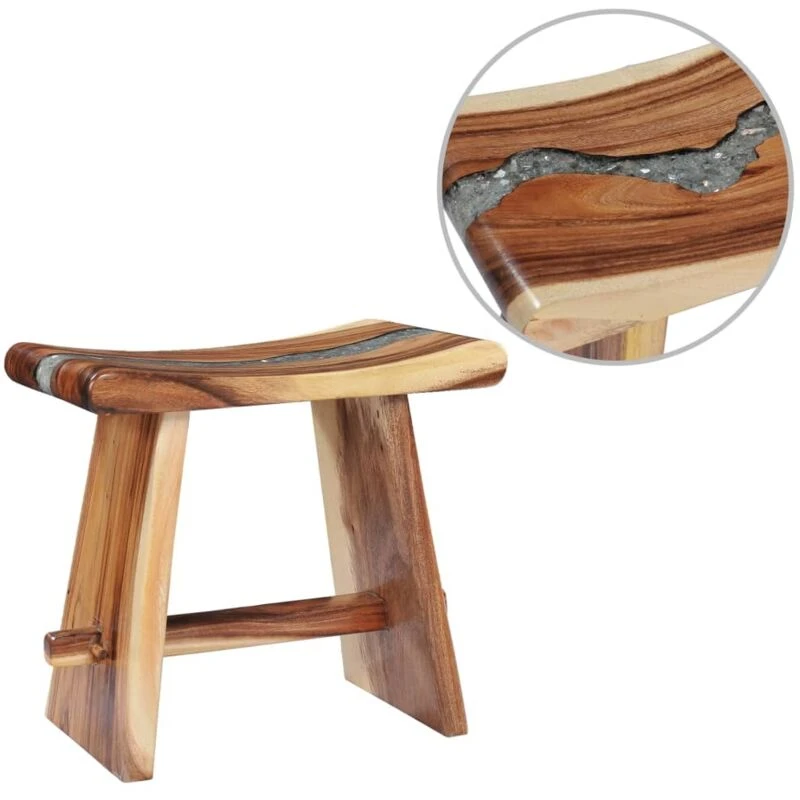 Image of VIDAXL Stool Solid Suar Wood and Polyresin Vidaxl 8719883581484