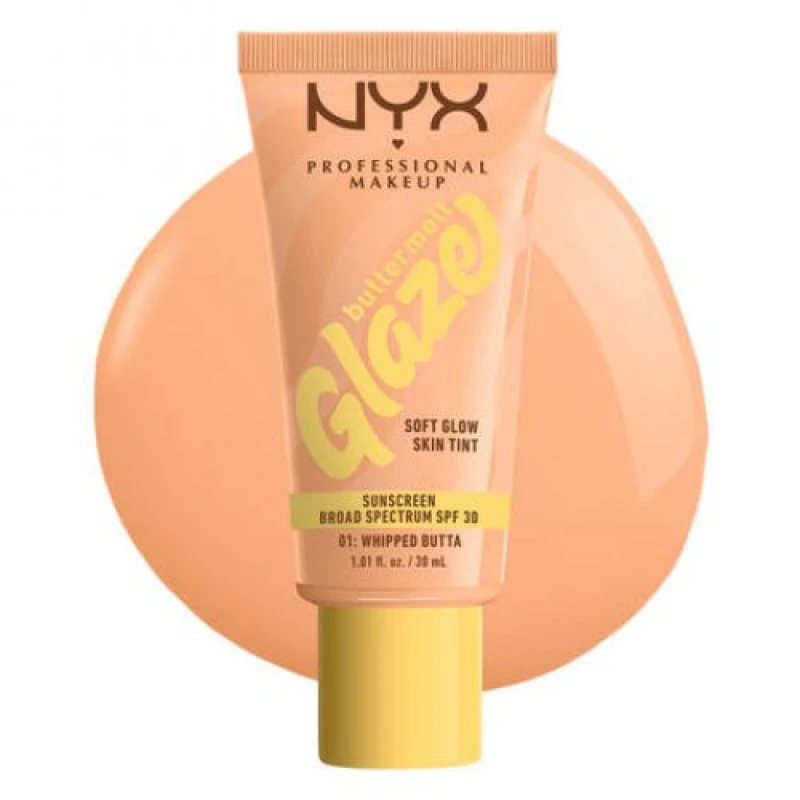 Image of NYX Professional Makeup Buttermelt Glaze Soft Glow Skin Tint + SPF/FPS 30 Foundation (Various Shades) - Whipped
