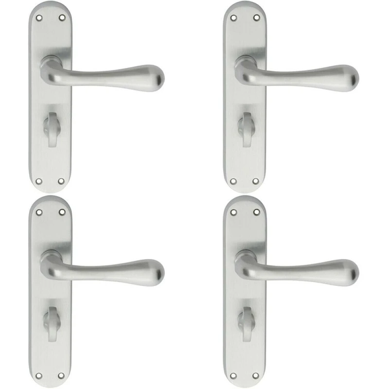 Image of Loops 4x PAIR Smooth Round Bar Handle on Bathroom Backplate 185 x 40mm Satin Chrome Multi