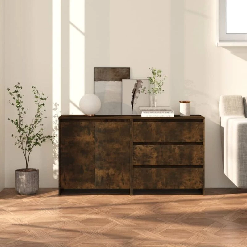 Image of VIDAXL 2 Piece Sideboard Smoked Oak Engineered Wood Vidaxl 8720286903605