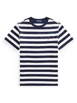 Image of Ralph Lauren Boys Stripe T-Shirt - White Stripe, White Stripe, Size 8 Years=S