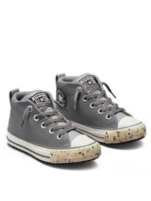 Image of Converse Chuck Taylor All Star Street Boot Mid Childrens Trainer, Grey/White, Size 3