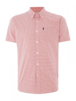 Image of Mens Barbour Barbour Triston Short Sleeve Gingham Shirt Raspberry