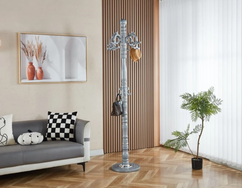 Image of Modernique Modernique Lovella Thick Metal Tube Stand Tube Coat Rack with Heavy Sturday Marble Base in Grey Grey One Size Unisex 5061017321941