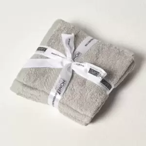 Image of HOMESCAPES Light Grey 100% Combed Egyptian Cotton Set of 4 Face Cloths 500 GSM - Light Grey