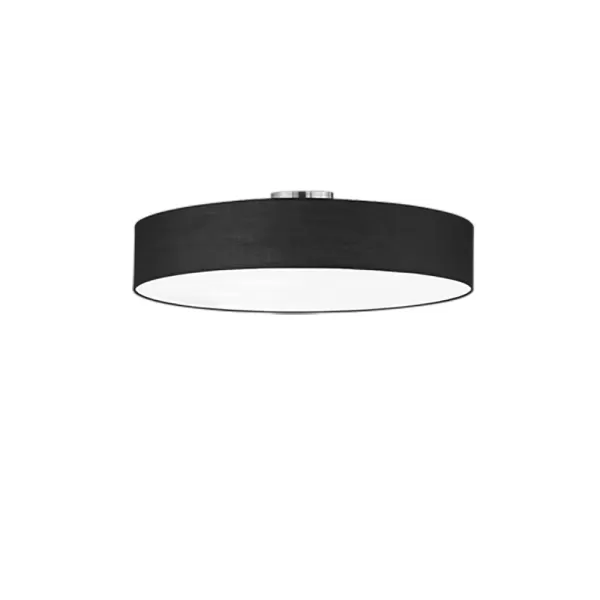 Image of Hotel Modern 5 Light 65cm Cylindrical Ceiling Light Nickel Matt Black Shade