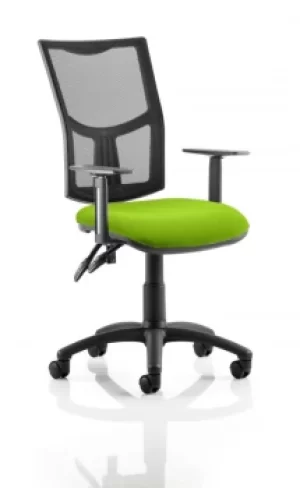 Image of Eclipse II Lever Task Operator Chair Mesh Back With Bespoke Colour Seat in Lime With Height Adjustable Arms
