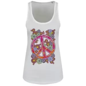 Image of Grindstore Psychedelic Peace Ladies Floaty Tank (Extra Extra Large) (White)