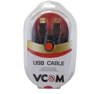 Image of VCOM USB 2.0 A (M) to USB 2.0 A (M) 3m Black Retail Packaged Data Cable