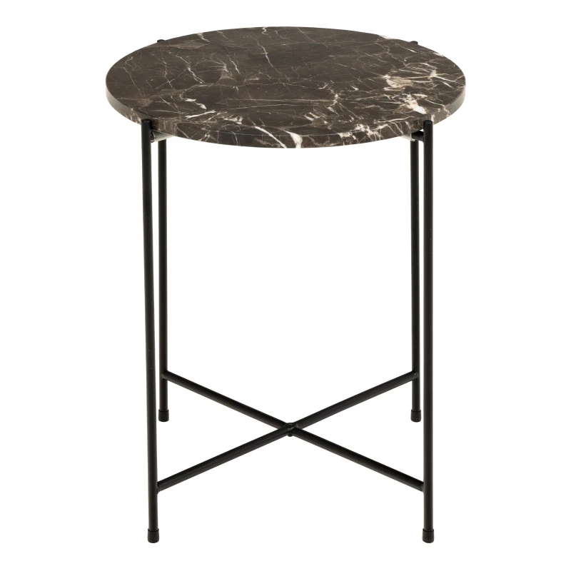 Image of Furniture To Go Avila Side Table with Brown Marble Top 42x45cm Size: 42x45cm Brown Unisex 42x45 cm