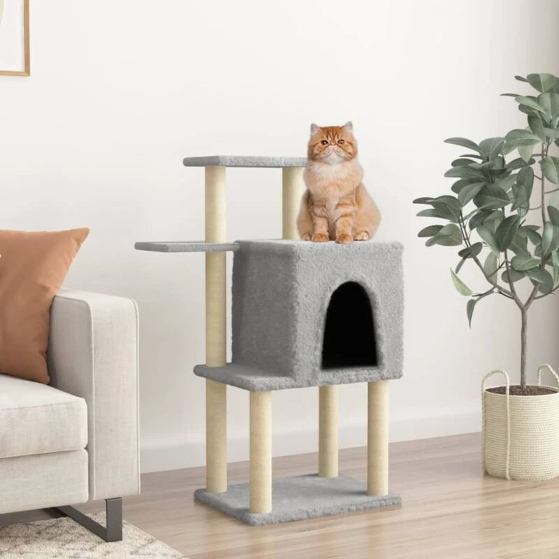 Image of VIDAXL Cat Tree with Sisal Scratching Posts Light Grey 97cm Vidaxl 8720845417048