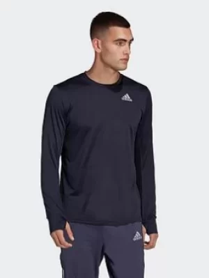 Image of adidas Own The Run Long Sleeve Tee, Blue Size XL Men