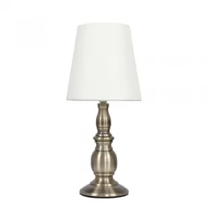 Image of Sierra Antique Brass Spindle Touch Table Lamp With Cream Shade