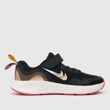 Image of Nike Black & Gold Wearallday Se Girls Junior Trainers