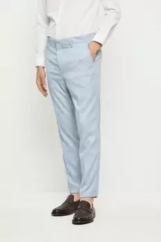 Image of Slim Fit Light Blue Slub Suit Trousers