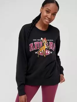 Image of Adidas Originals Varsity Glam Bambi Sweater - Black