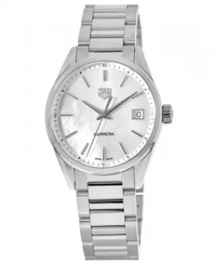 Image of Tag Heuer Carrera Quartz 36mm Mother of Pearl Dial Steel Womens Watch WBK1311.BA0652 WBK1311.BA0652