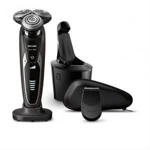 Image of Philips Series 9000 Wet & Dry Mens Electric Shaver with Smart Clean Plus - S9552/26 - Black/ Brown
