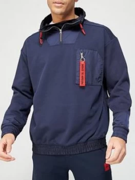 Image of Hugo Boss Damboo Quarter Zip Jacket Navy Size S Men