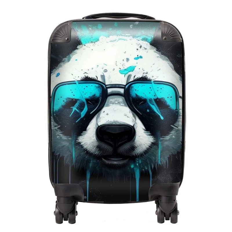 Image of Warren Reed - Designer Panda With Blue Glasses Splashart Suitcase Size: Medium Blue Unisex Medium