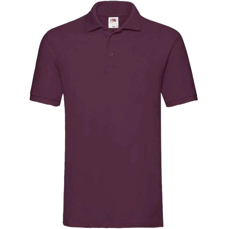 Image of Fruit Of The Loom Fruit of the Loom Men Premium Cotton Pique Polo Shirt in Burgundy Size: Small Burgundy S Male 5063527578785
