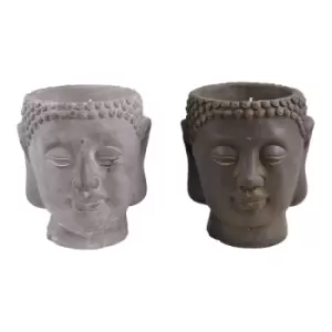 Image of Set of 2 Large Cement Buddha Design Candles