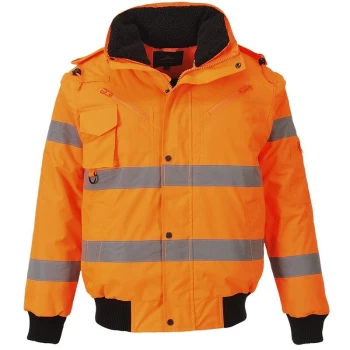 Image of Portwest C467ORRL - sz L Hi-Vis 3-in-1 Bomber Jacket - Orange