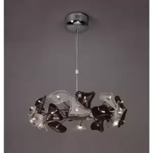 Image of Otto 24 Bulbs G4 Ring pendant light, polished chrome / frosted glass / Black glass
