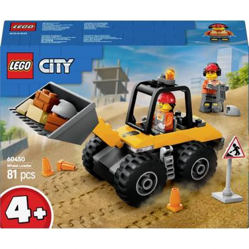 Image of LEGO LEGO City Yellow Construction Wheel Loader Vehicle Toy 60450